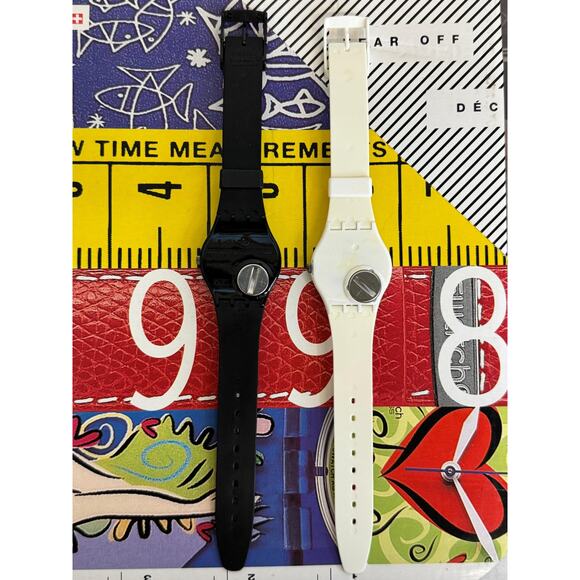 Swatch watches White Hours & Black Minutes GZS10 1995 Worldwide Packagings	NOS - Picture 5 of 7